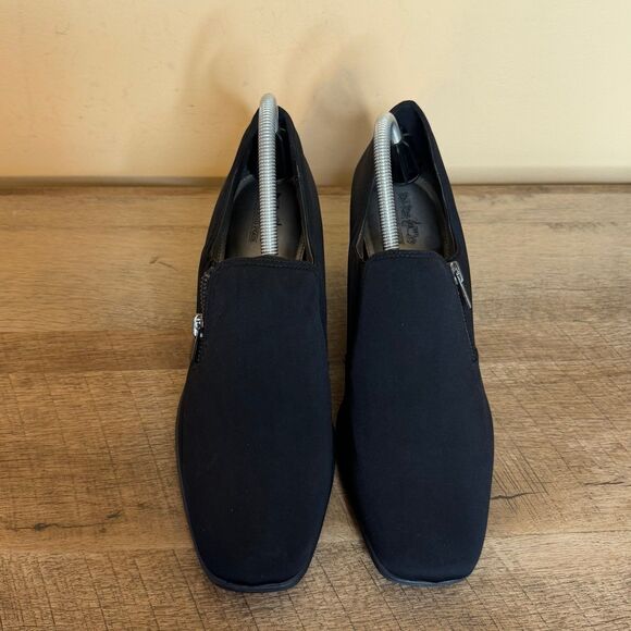 Coach and Four Black Wedge Heel Zip Shoes Women’s Comfort Slip-On Size 11 - Picture 2 of 7